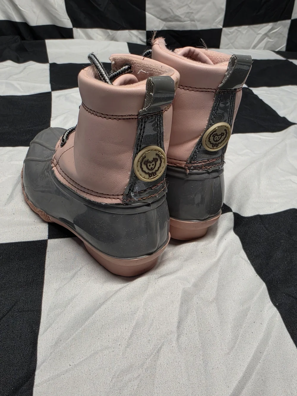 Adrienne Vittadini Pink and Gray Kids Waterproof Boots